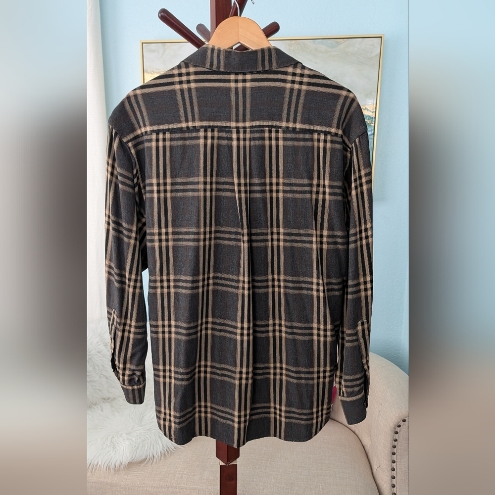 Banana Republic Black and Tan Plaid Men's Shirt Size M - Picture 4 of 9